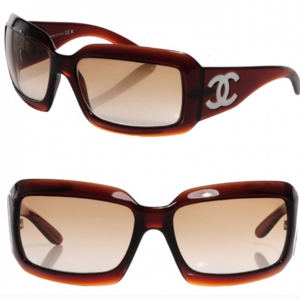 Chanel mother is pearl sunglasses brown